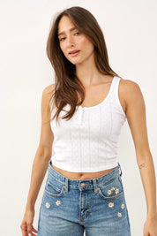 גופיית בלה עם כפתורים לבנה