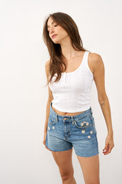 גופיית בלה עם כפתורים לבנה