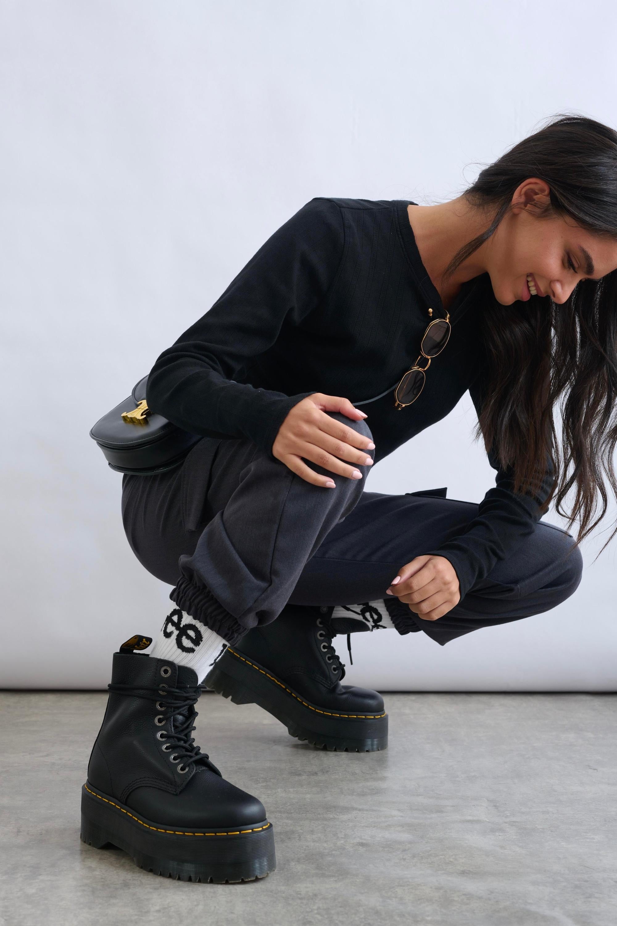 DR. MARTENS מגפני פלטפורמה דגם פסקל מקס שחור