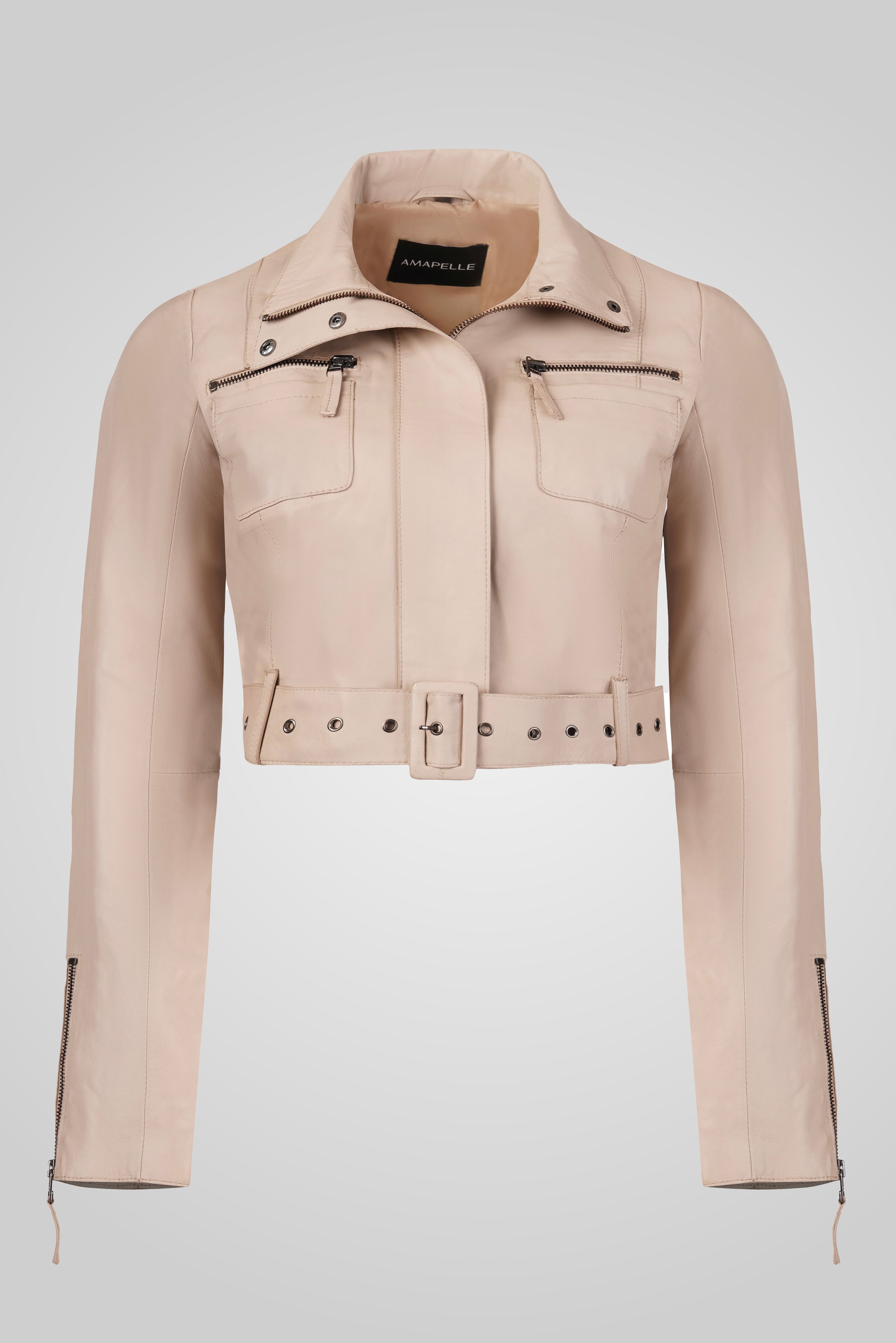 מעיל עור בז׳ MIA JACKET