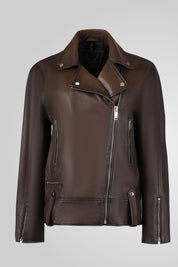 מעיל עור חום HARPER OVERSIZED BOYFRIEND JACKET