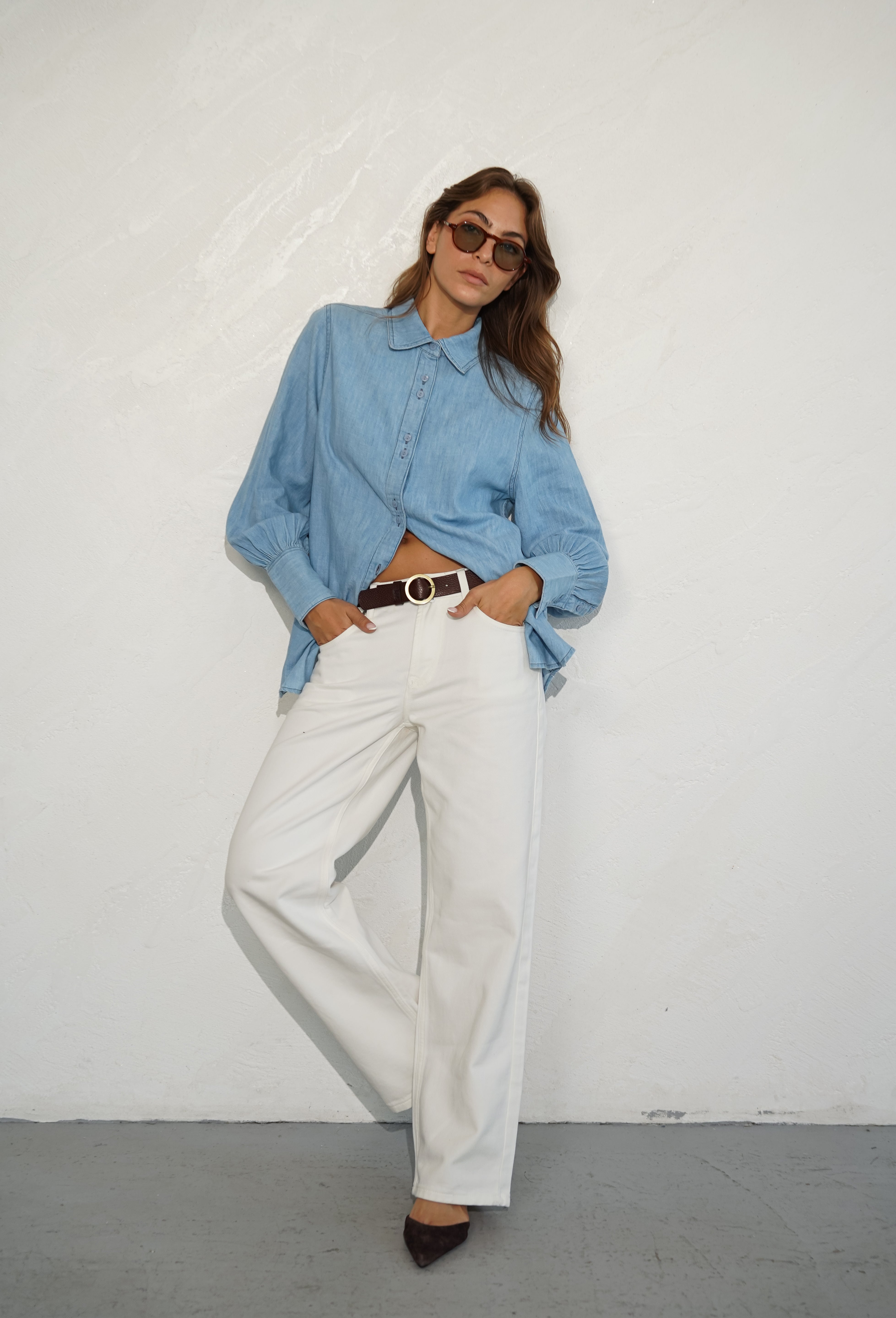 חולצת ג’ינס עם שרוולי בלון LEE