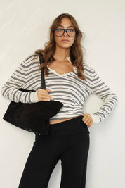 סריג פולו פסים שחור