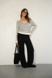 סריג פולו פסים שחור