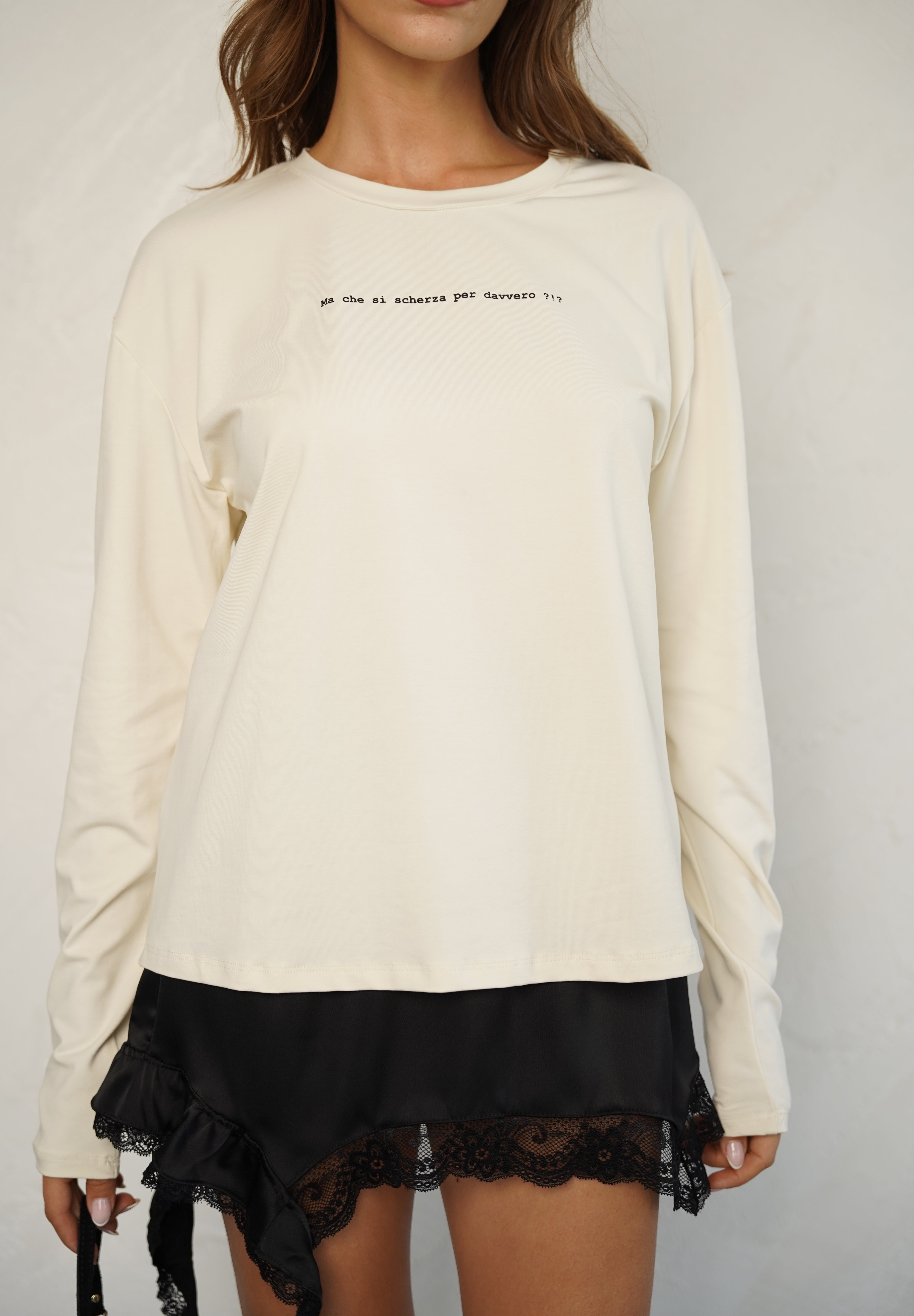 טי שירט הדפס לומינה שמנת