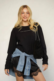 טי שירט הדפס לומינה שחורה