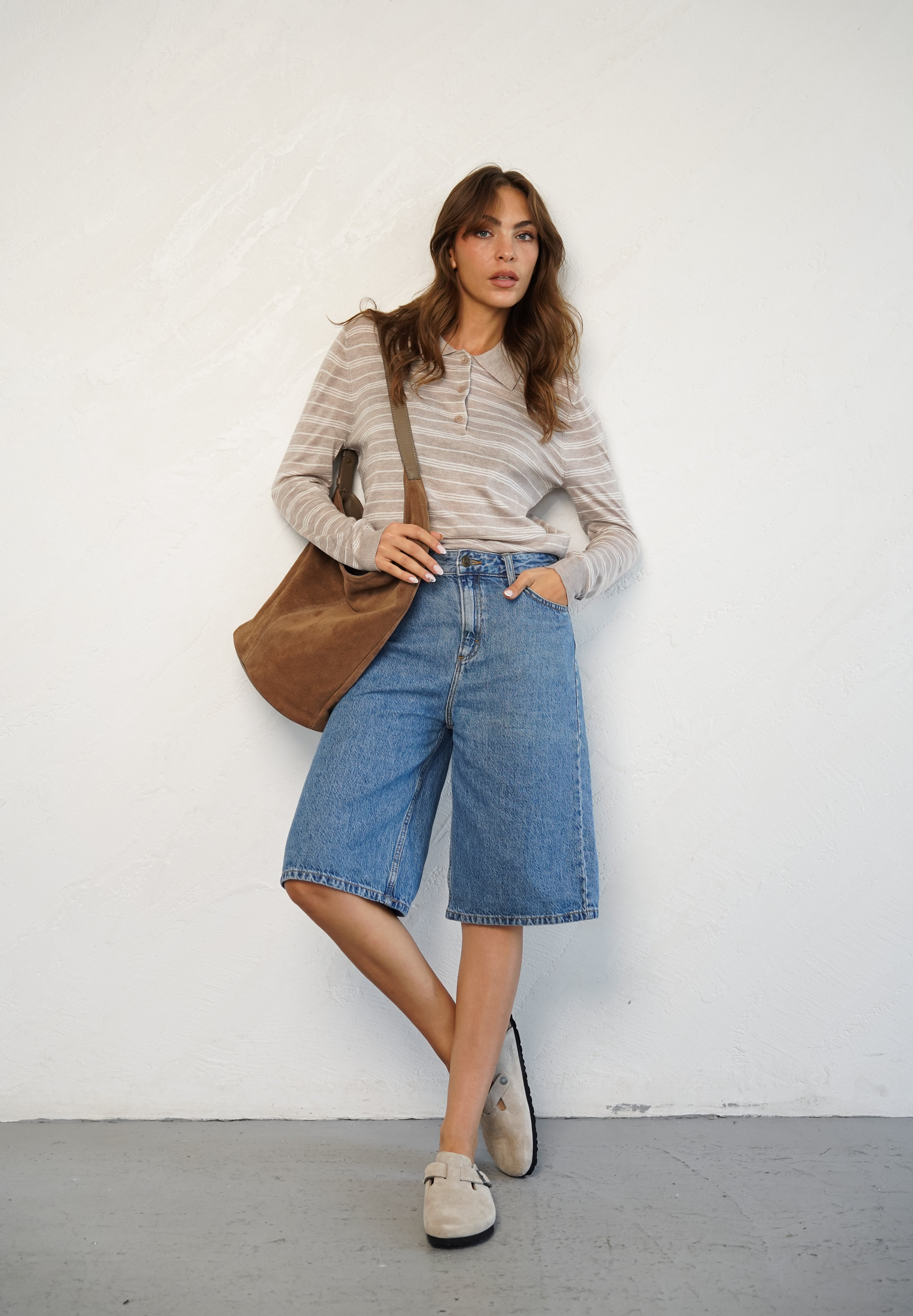 סריג פולו פסים בז