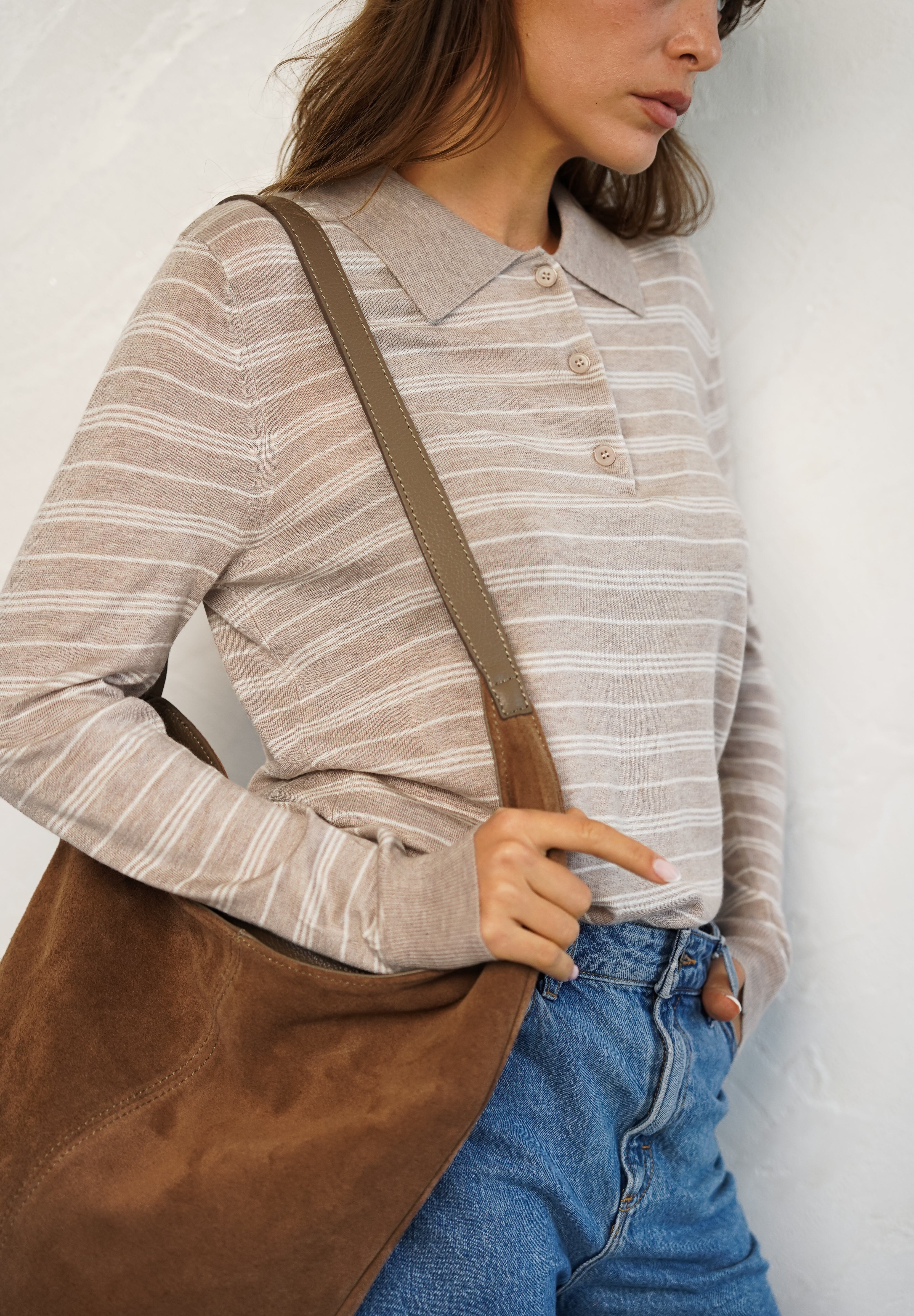 סריג פולו פסים בז