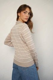 סריג פולו פסים בז