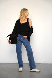 גופיית סריג ריב שחורה