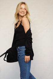 גופיית סריג ריב שחורה