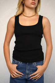 גופיית סריג ריב שחורה