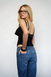 בגד גוף תחרה שחור