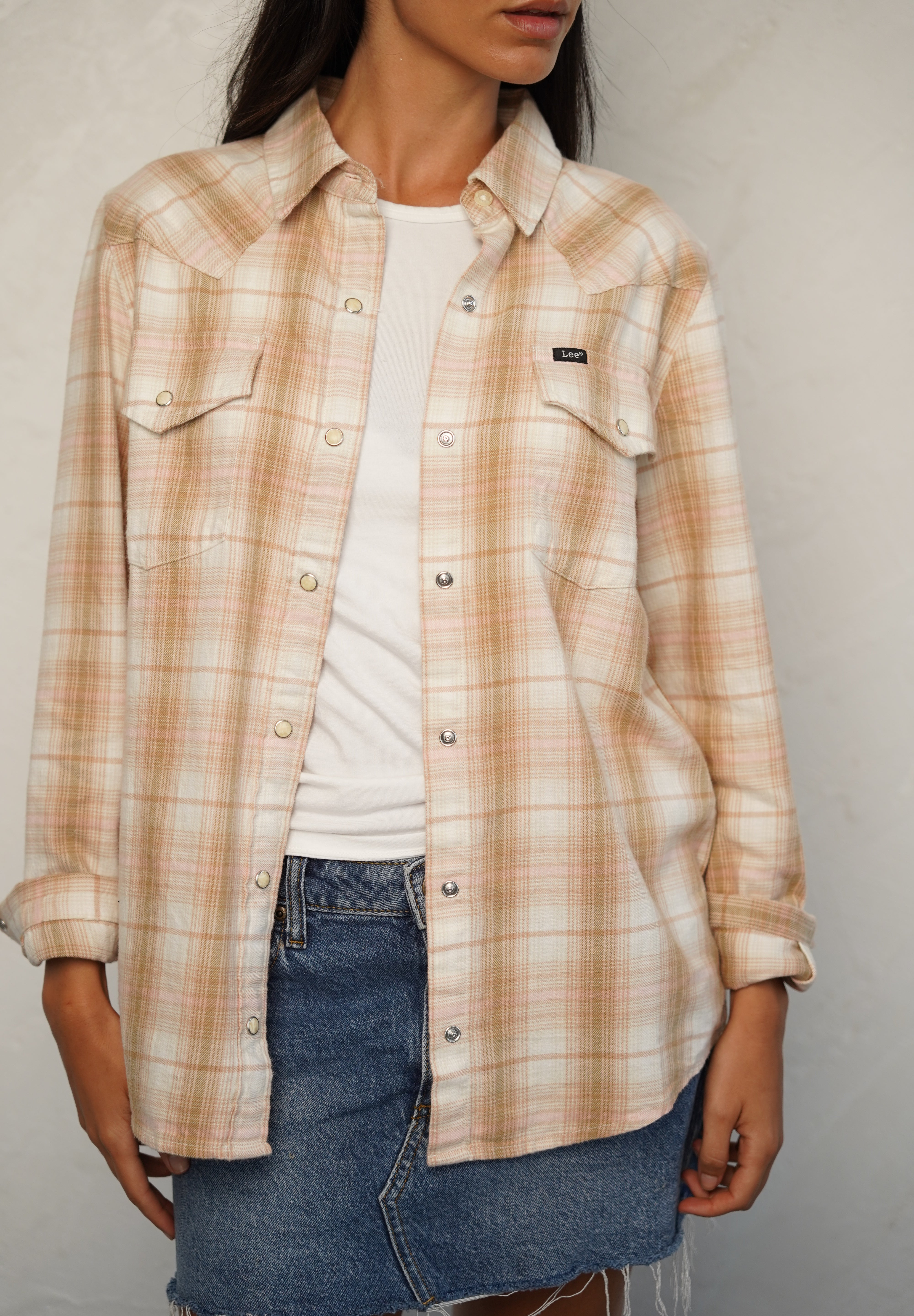 LEE חולצה REGULAR WESTERN SHIRT KHAKI PLAID