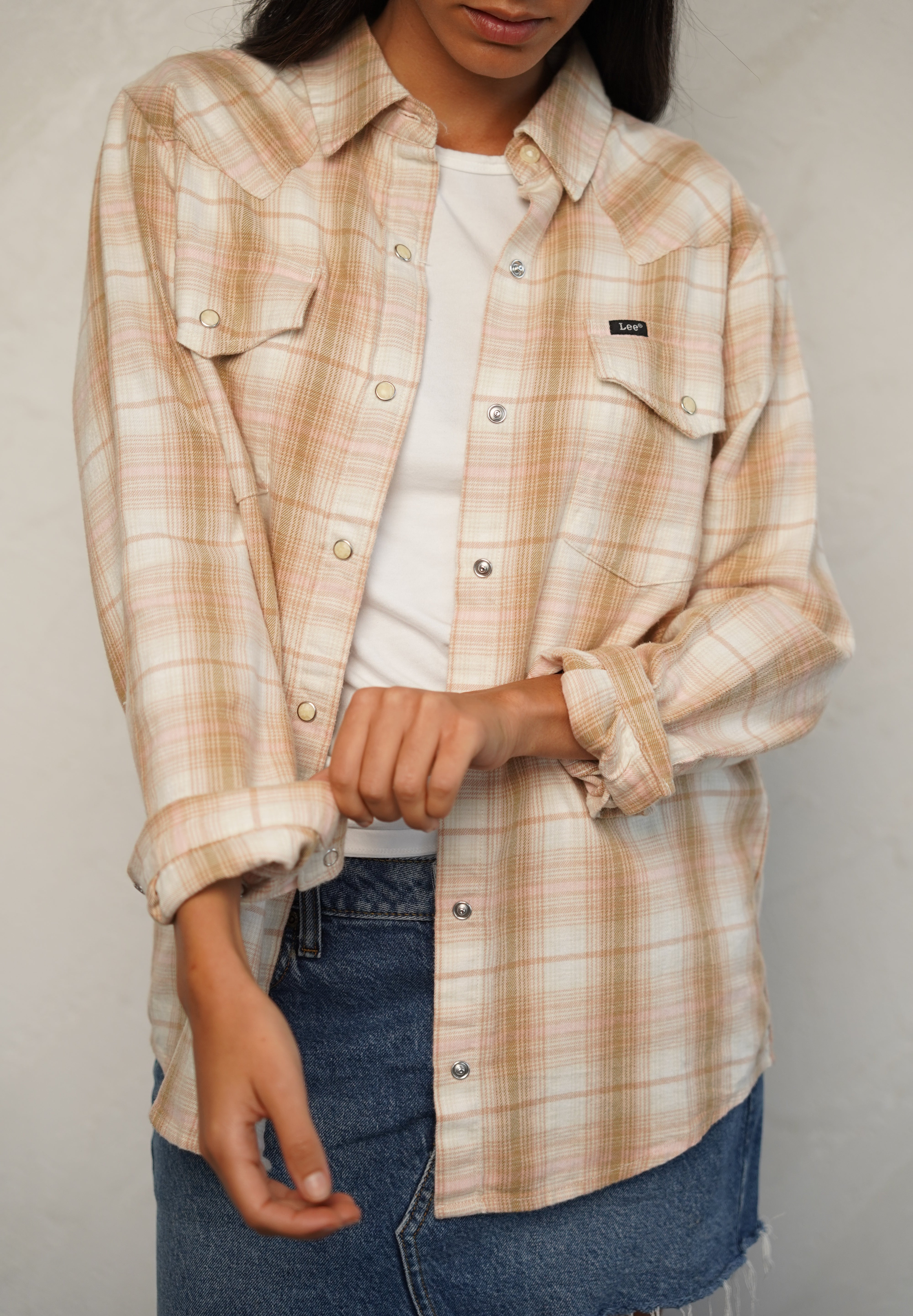 LEE חולצה REGULAR WESTERN SHIRT KHAKI PLAID