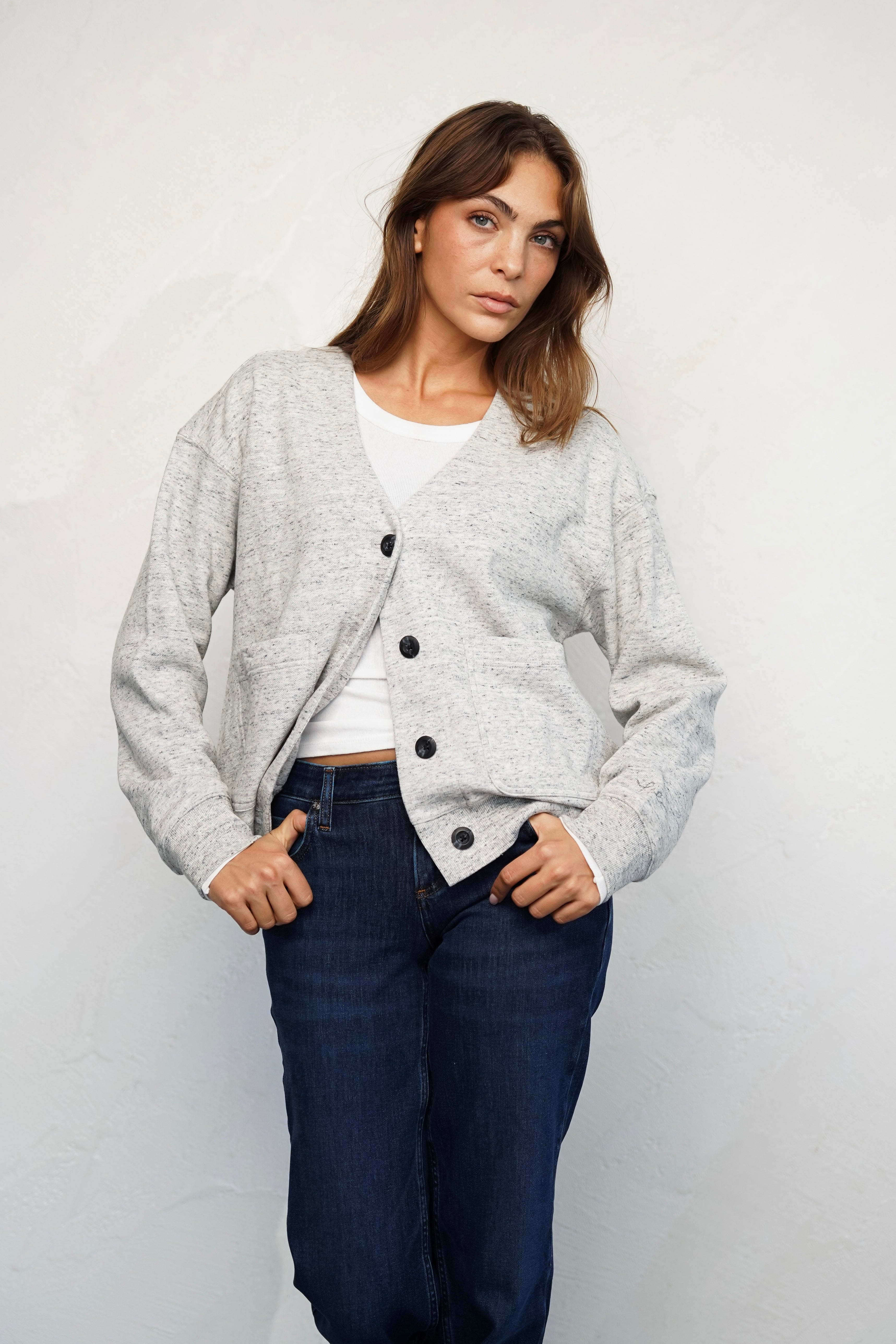 LEE קרדיגן אפור