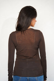 חולצת עלמה תחרה חומה