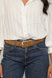 חגורה מעור חאקי - LEE SUEDE BELT