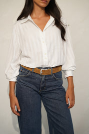 חגורה מעור חאקי - LEE SUEDE BELT