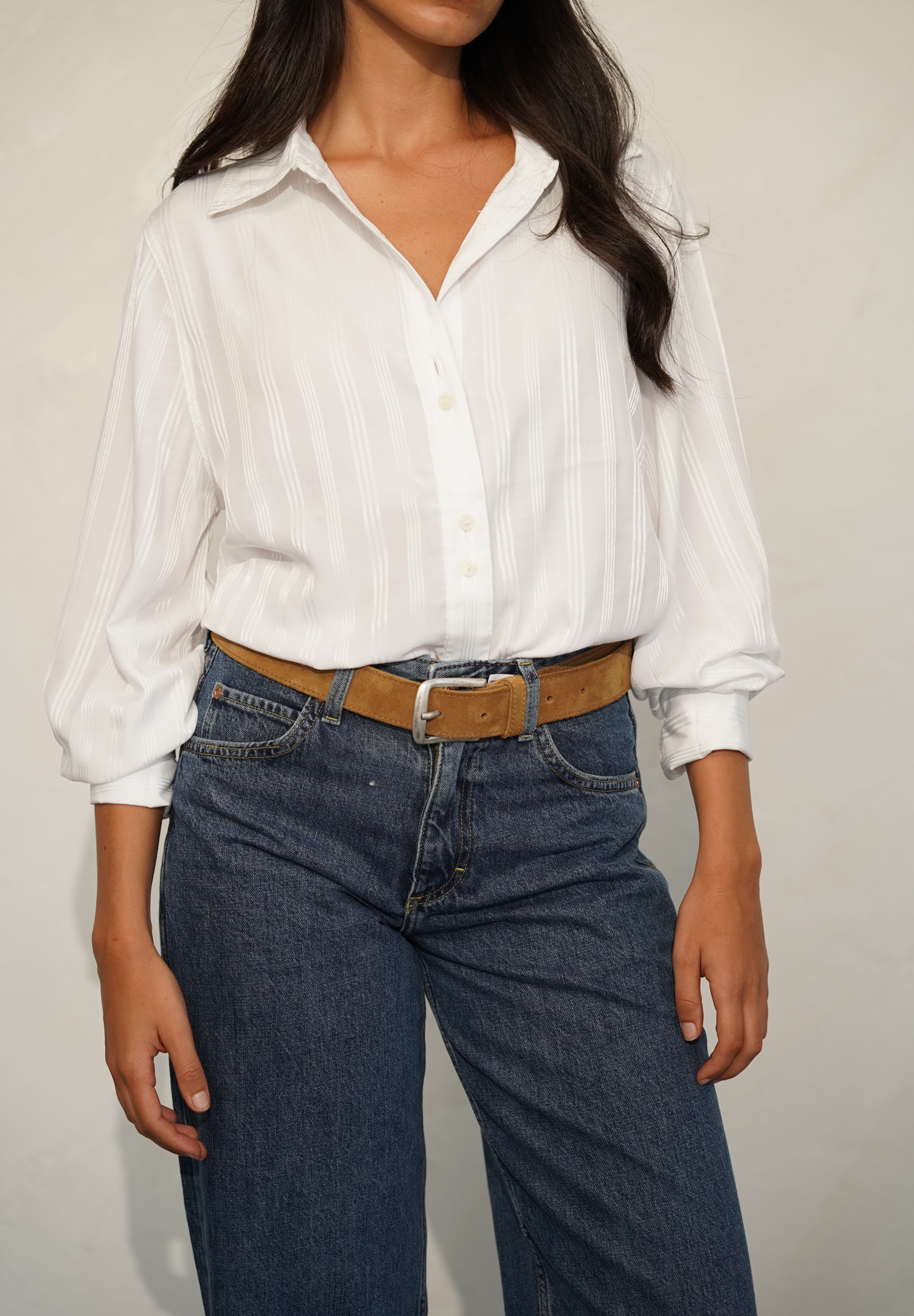 חגורה מעור חאקי - LEE SUEDE BELT