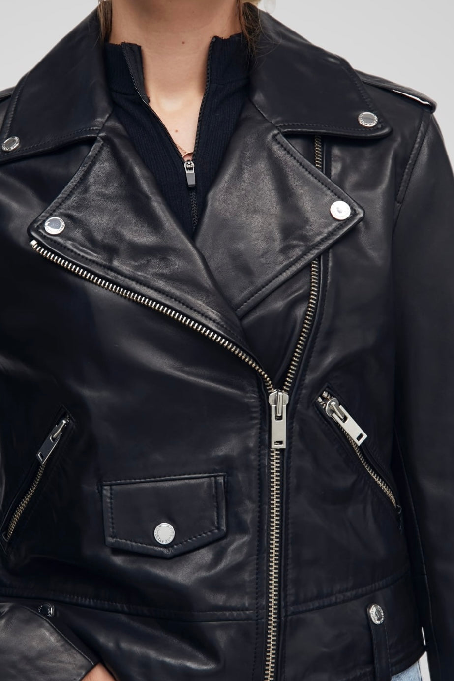 מעיל עור שחור SEMEE LEATHER JACKET