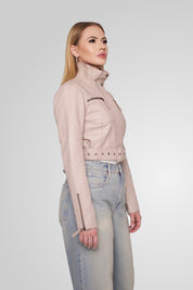 מעיל עור בז׳ MIA JACKET