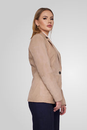 מעיל עור בז׳ NOIAN SUEDE BLAZER