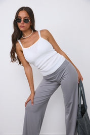 גופיית ספגטי כותנה לבנה