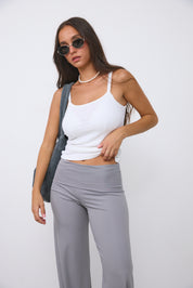 גופיית ספגטי כותנה לבנה