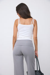 גופיית ספגטי כותנה לבנה