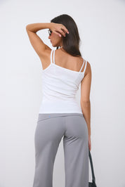 גופיית ספגטי כותנה לבנה