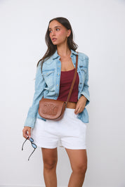 גופיית קרופ כותנה בורדו