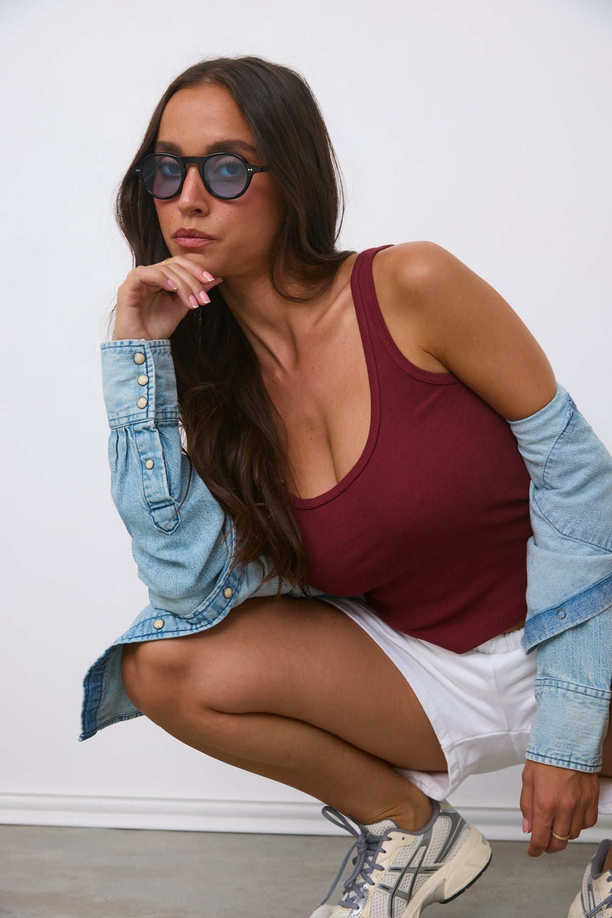 גופיית קרופ כותנה בורדו