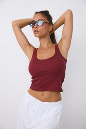 גופיית קרופ כותנה בורדו