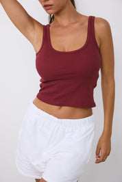 גופיית קרופ כותנה בורדו