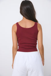 גופיית קרופ כותנה בורדו