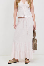 חצאית מקסי פשתן ורוד בהיר