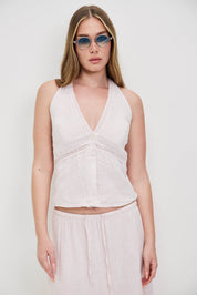 וסט פשתן קולר ורוד בהיר