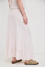 חצאית מקסי פשתן ורוד בהיר