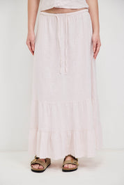 חצאית מקסי פשתן ורוד בהיר