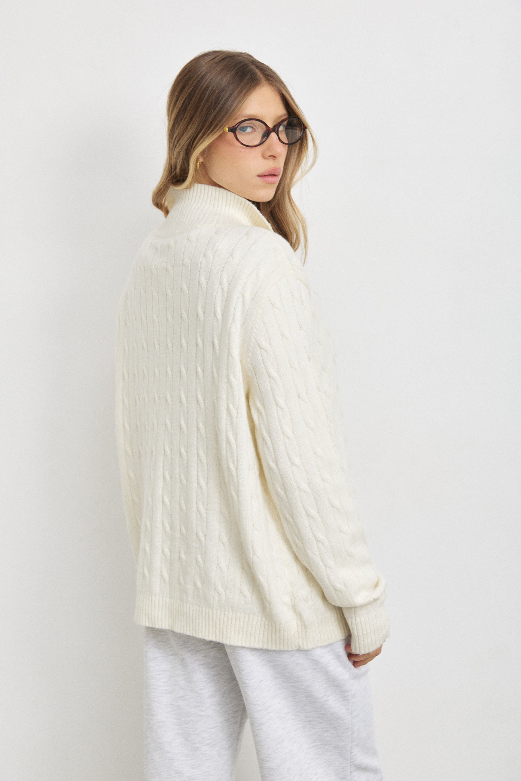 קרדיגן סריג ג׳וליה שמנת