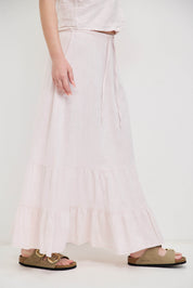 חצאית מקסי פשתן ורוד בהיר