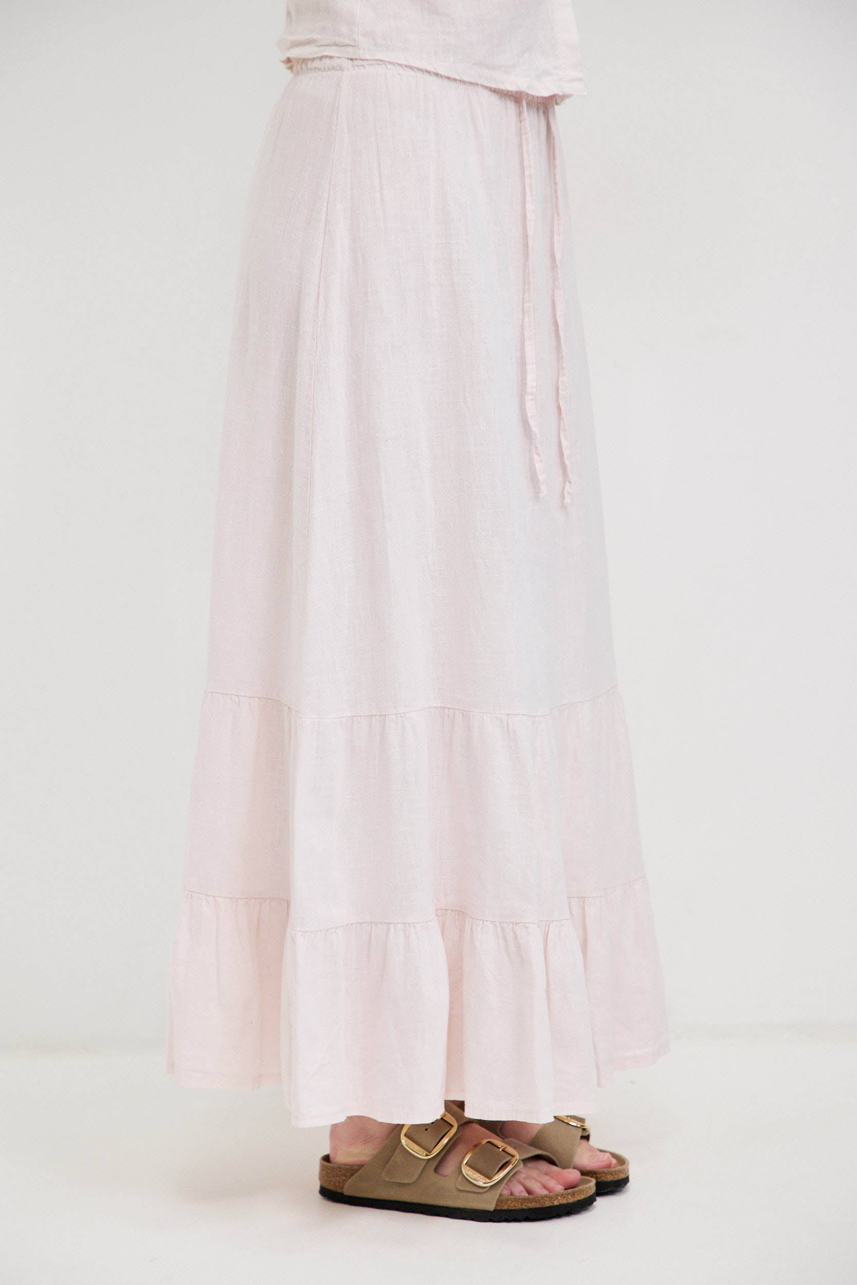 חצאית מקסי פשתן ורוד בהיר