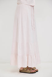 חצאית מקסי פשתן ורוד בהיר