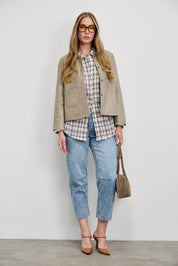 חולצת משבצות איטלקית לבן