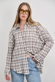 חולצת משבצות איטלקית לבן