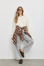 סריג וי ג׳וליה שמנת