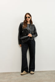 פאוץ׳ קלאסי מעור שחור