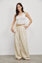 חגורת עור קלועה קלאסית קאמל