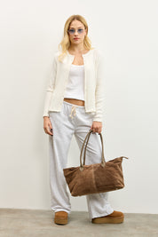 מכנסי טרנינג בייסיק בגזרה ישרה אפור